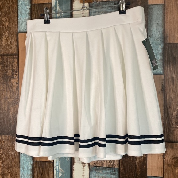 Wild fable white and black stripe pleated elastic waist  skirt - Picture 7 of 16